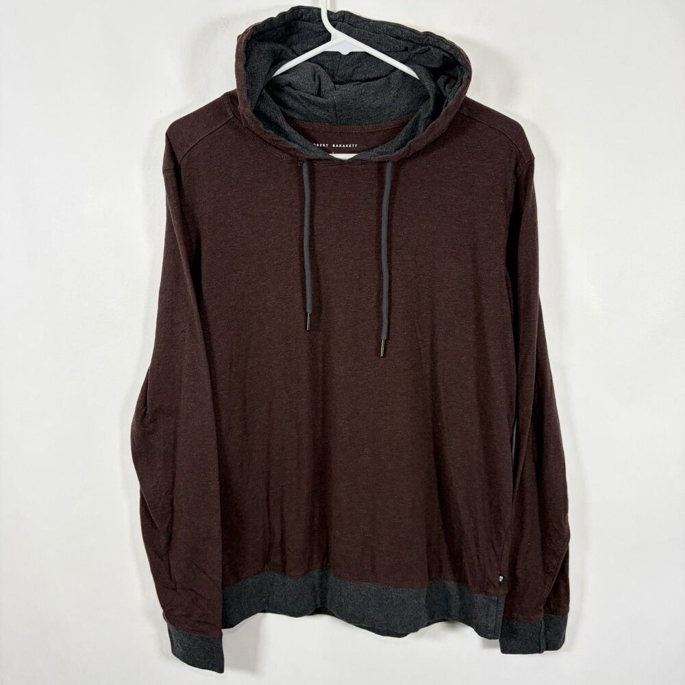 Robert Barakett Lightweight Hoodie Mens Large Maroon Gray Accents Drawstring